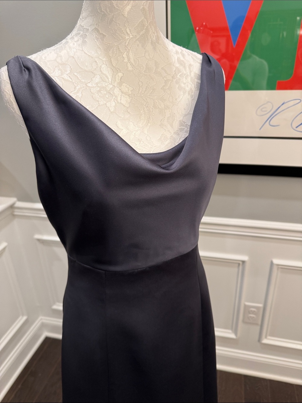 RARE VTG 90’s Vera Wang Black Cowl Neck Satin Gown - Picture 3 of 12